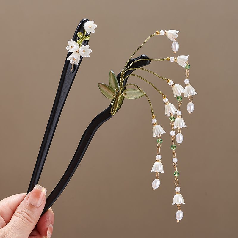 Supply Florist - Maiglöckchen-Blütenblätter, Imitationsperlen, lange Fransen, Acryl-Haarstäbchen für