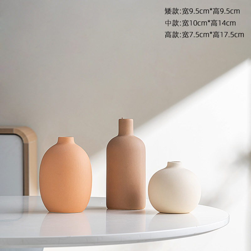 Eucalyptus Preserved - Nordische Morandi Matte Keramikvase Minimalistische Ins-Blumenvase
