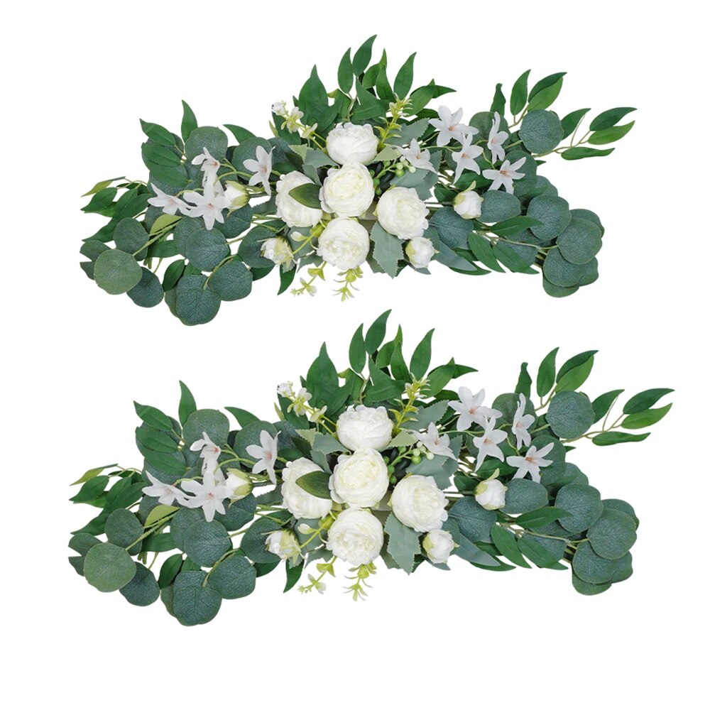 Eucalyptus Preserved - Künstliche Hochzeitsbogen-Blumen, Boho-rote Rose, Eukalyptus-Girlande, Vorhänge,