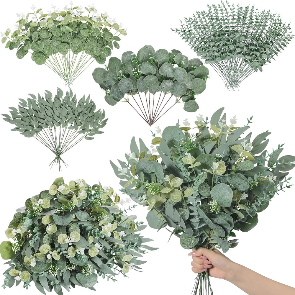 Florist Supply Bulk - 20 Stück Eukalyptusblätter, Stiele, künstlicher Pflanzenstrauß,
