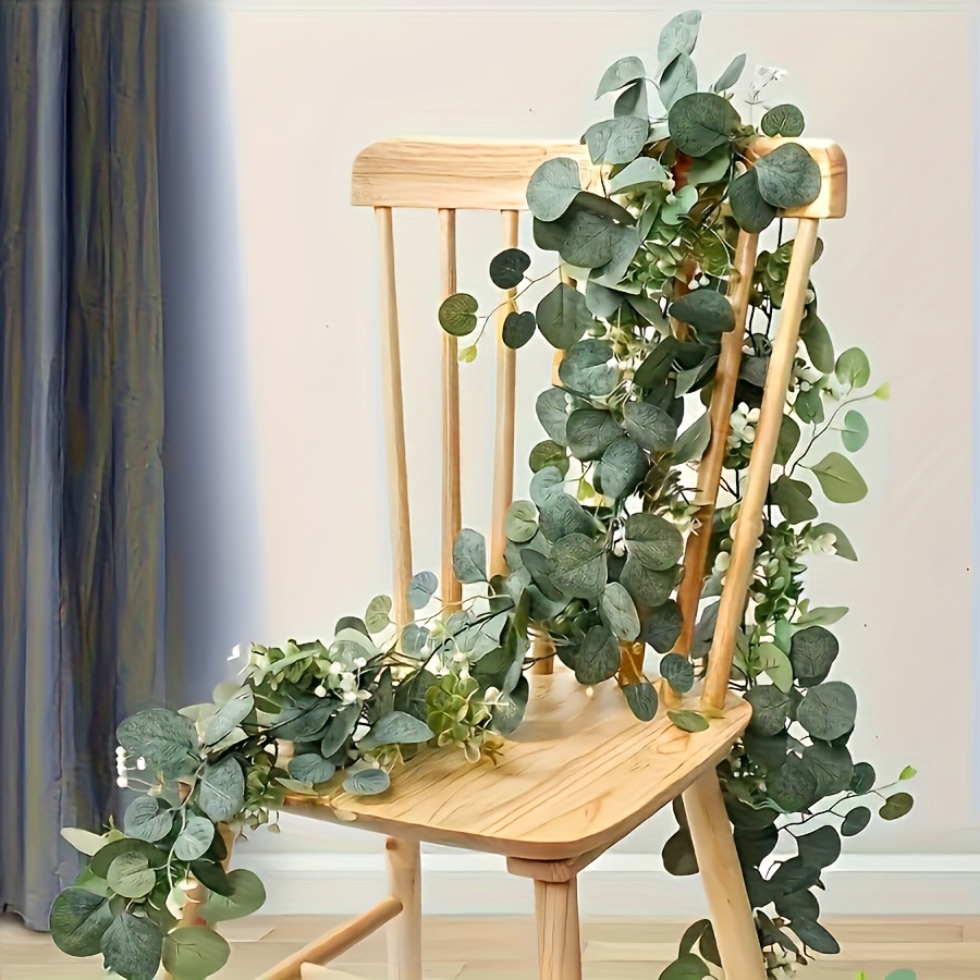 Eucalyptus Preserved - Künstlicher Eukalyptus-Kranz, künstliche grüne Ranke, Wandbehang,