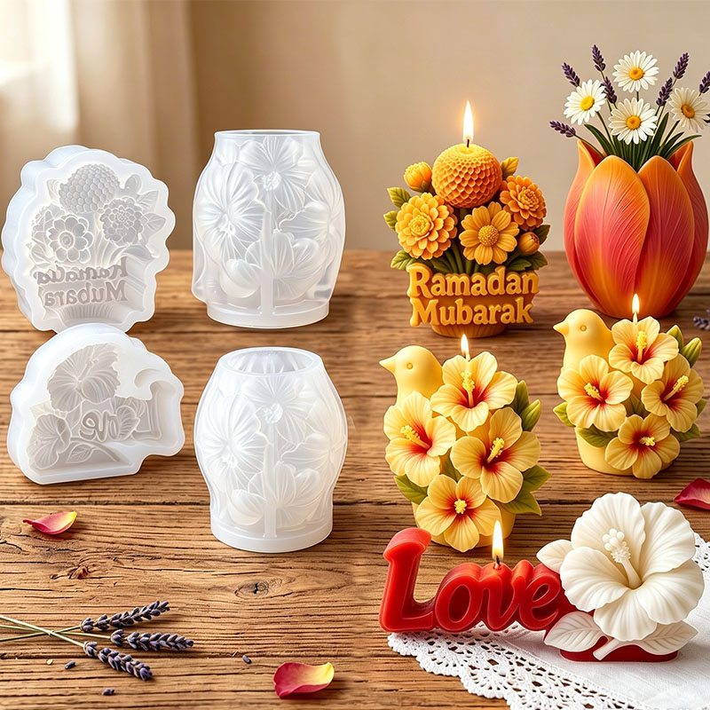 Florist Supply Vases - 3D-Blumen-Kerzenform aus Silikon für Hochzeit und